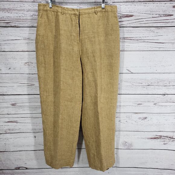 Crossing Pointe Women's 100%Linen  Brown Ankle Pants Size 22 - Picture 1 of 12